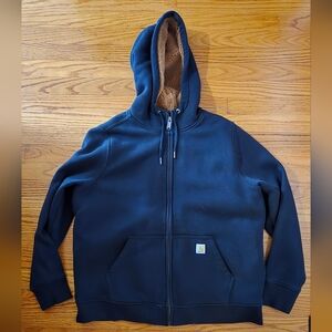 Womens Carhartt Sherpa Relaxed Fit Hoodie Black With Tan Sherpa Inside